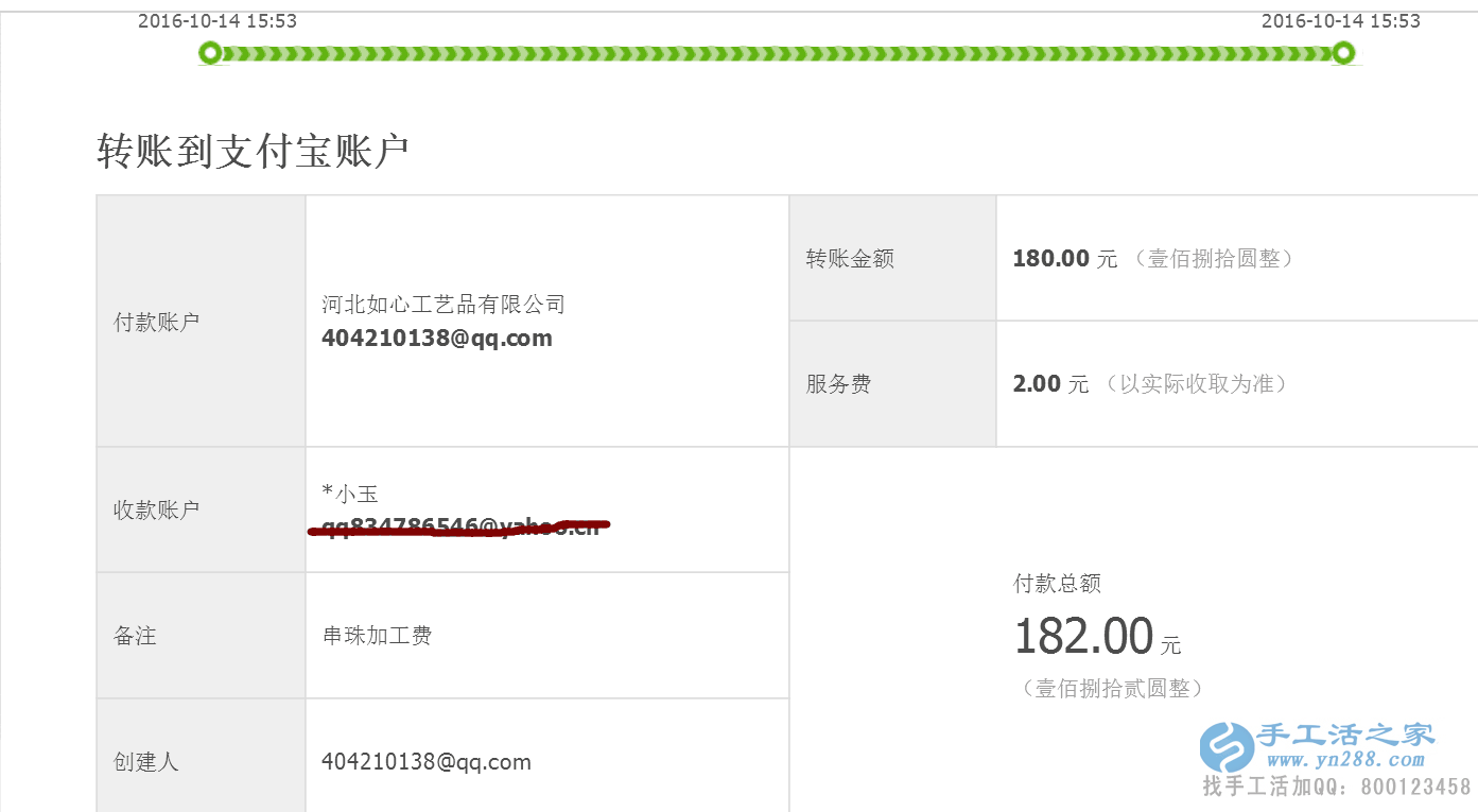  河南林州郭女士收到加工費180元，女性兼職創(chuàng)業(yè)好項目